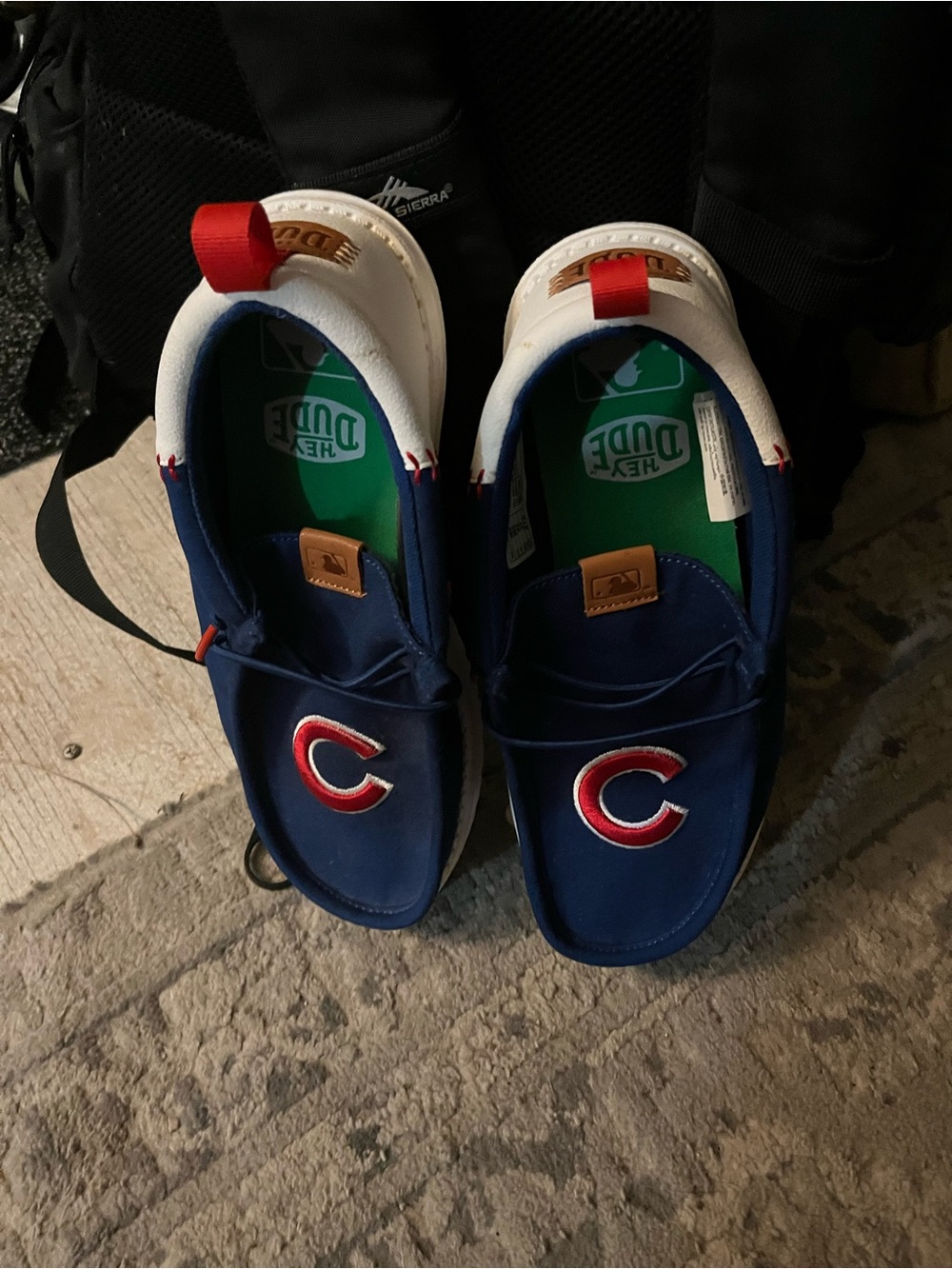Hey Dude Navy Blue Slip-Ons with Red and White Accents MLB Chicago cubs